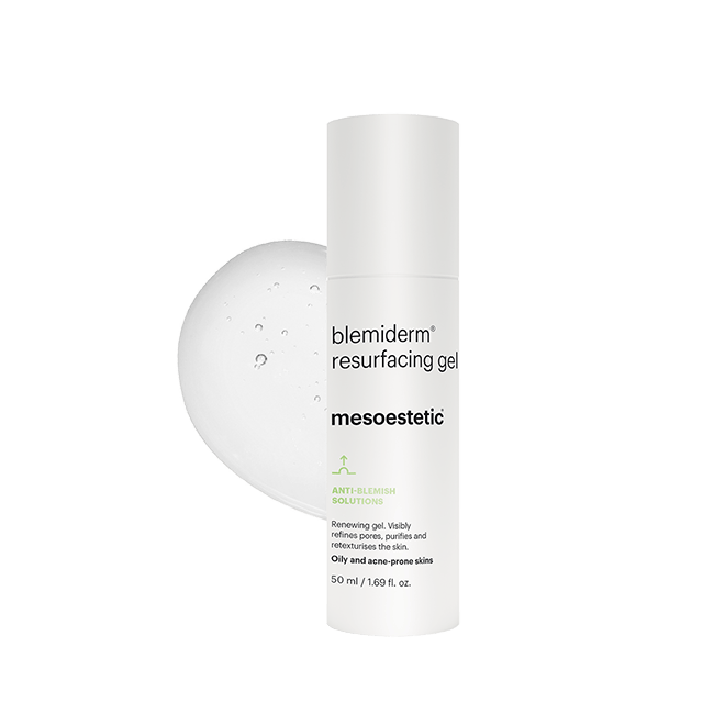 blemiderm-resurfacing-gel_textura_primario blemiderm® resurfacing gel ANTI-BLEMISH SOLUTIONS Regenerierendes Gel für Mischhaut, fettige und zu Akne neigende Haut. Verfeinert die Poren, reinigt die Haut und verleiht ihr eine bessere Struktur. Gel mit Salicylsäure und Glykolsäure. 50 ml