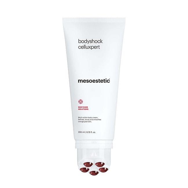 bodegon_bodyshock_celluxpert_primario bodyshock® celluxpert BODYCARE SOLUTIONS Multifunktionale Körpercreme. Definiert, strafft und glättet Cellulite. 200 ml
