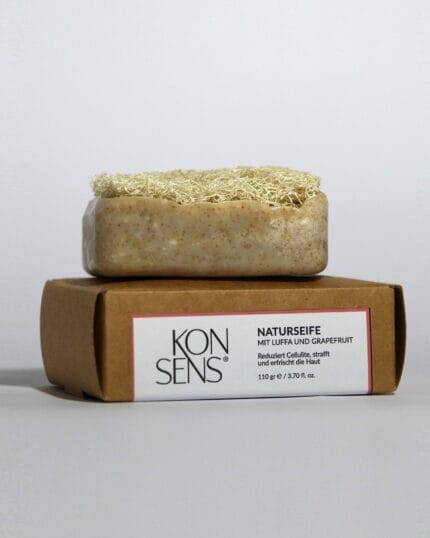 KONSENS Anti-Cellulite Seife – Handgemachte Naturseife mit Luffa und Grapefruitöl.