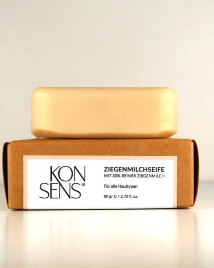 KONSENS Ziegenmilchseife 80 g – Handgemachte Naturseife mit Shea Butter für empfindliche Haut.